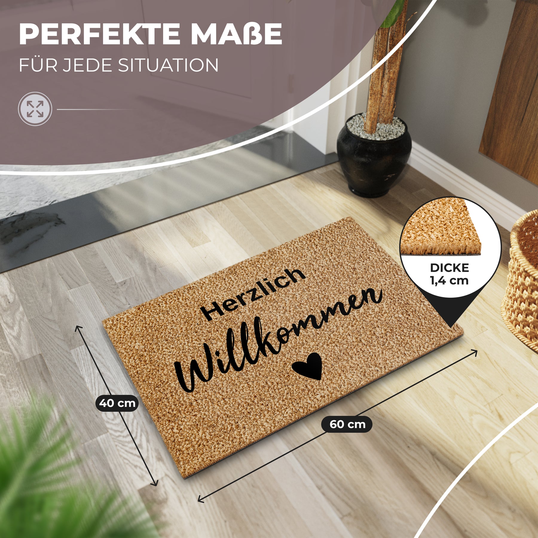 elbfuchs fußmatte kokos außen 60x40cm kokosmatte fußmatte außen kokos fußmatte kokosfußmatte fußmatte willkommen fußmatte mit spruch eingangsmatte türmatte fußabtreter fußabstreifer