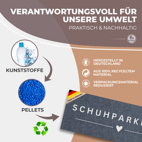 abtropfmatte schuhe schuhparkplatz fußmatte innen schuhmatte abtropfmatte schmal schuhunterlage schuhablage flur schuhmatte innen fussmatte schmal schuhteppich für innen schuhablage schuhabtropfschale Hergestellt in Deutschland Made in Germany nachhaltig aus recycelten Kunststoffen